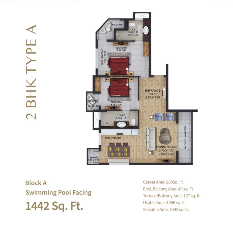 Avtara 2 bhk apartment without pool